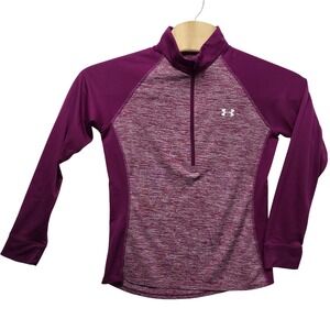 Under Armour Womens Purple Space Dye Quarter Zip Pullover Activewear Top S*